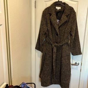 NWT Gorgeous, Ava & Viv Black & Brown Speckles lined coat 3X
